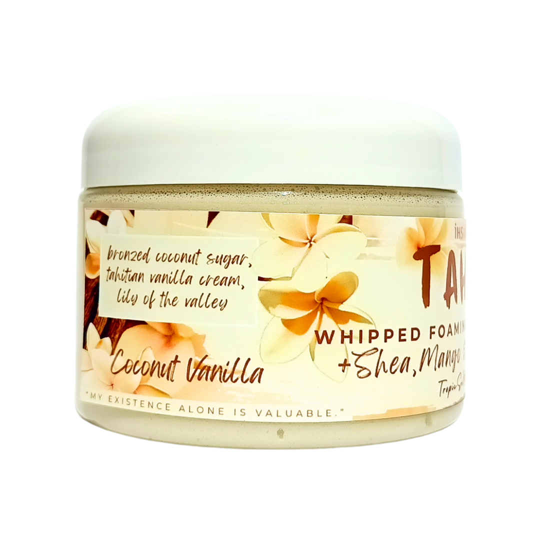 VANILLA + COCONUT - Triple Butter Whipped Foaming Sugar Scrub - Tahiti